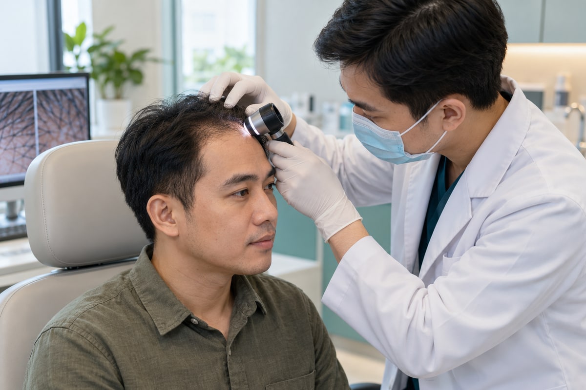 Illustrative scalp assessment for hair restoration